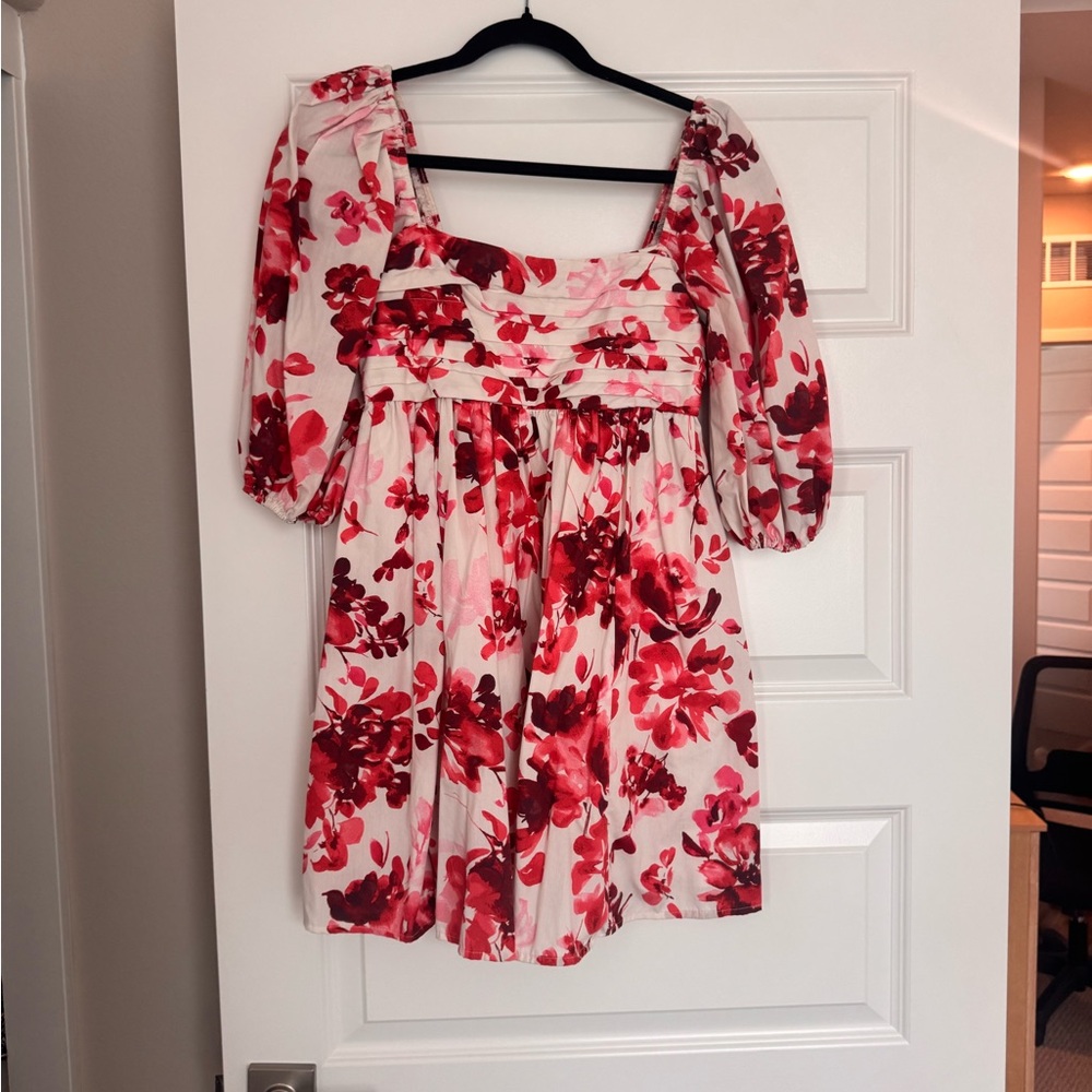 Abercrombie & Fitch Emerson Mini Red and White Floral Long Sleeve Dress